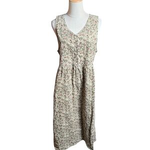 Bobbie Brooks Vintage Light Brpwn Corduroy Floral Midi Dress